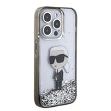 Husa de protectie Karl Lagerfeld Hardcase Liquid Glitter (KLHCP15LLKKNSK) compatibil cu iPhone 15 Pro, Transparent Ikonik