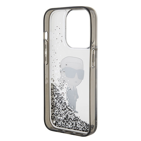 Husa de protectie Karl Lagerfeld Hardcase Liquid Glitter (KLHCP15LLKKNSK) compatibil cu iPhone 15 Pro, Transparent Ikonik