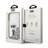 Husa de protectie Karl Lagerfeld Hardcase Liquid Glitter (KLHCP15LLKKNSK) compatibil cu iPhone 15 Pro, Transparent Ikonik