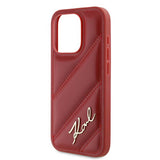 Husa de protectie Karl Lagerfeld Diagonal Quilted Script (KLHCP15LPQDSMGR) compatibil cu iPhone 15 Pro, Rosu