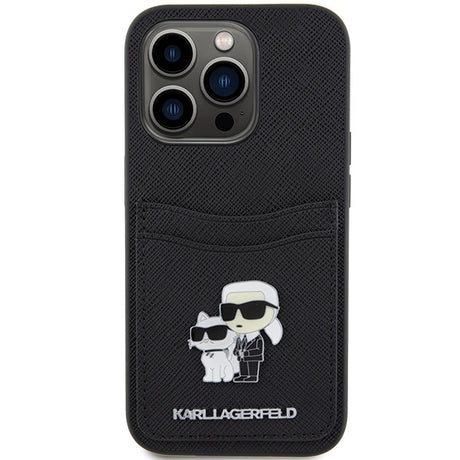Husa de protectie Karl Lagerfeld Saffiano Cardslot (KLHCP15LSAPKCNPK) compatibil cu iPhone 15 Pro, Karl&Choupette