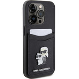 Husa de protectie Karl Lagerfeld Saffiano Cardslot (KLHCP15LSAPKCNPK) compatibil cu iPhone 15 Pro, Karl&Choupette