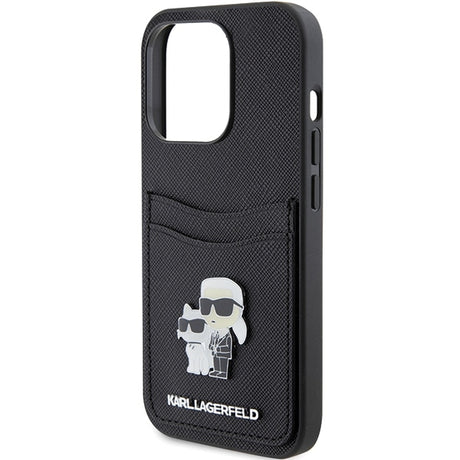 Husa de protectie Karl Lagerfeld Saffiano Cardslot (KLHCP15LSAPKCNPK) compatibil cu iPhone 15 Pro, Karl&Choupette