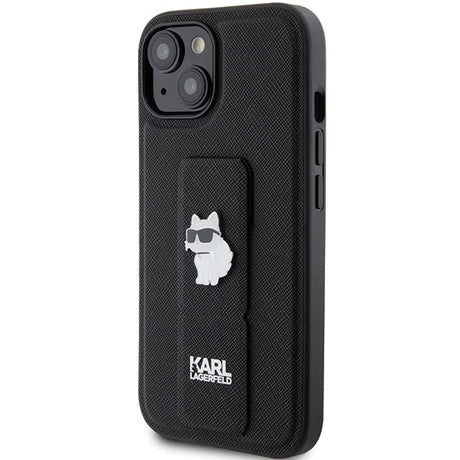 Husa de protectie Karl Lagerfeld Saffiano Gripstand (KLHCP15SGSACHPK) compatibil cu iPhone 15, Choupette