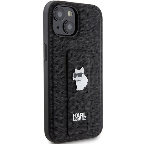 Husa de protectie Karl Lagerfeld Saffiano Gripstand (KLHCP15SGSACHPK) compatibil cu iPhone 15, Choupette