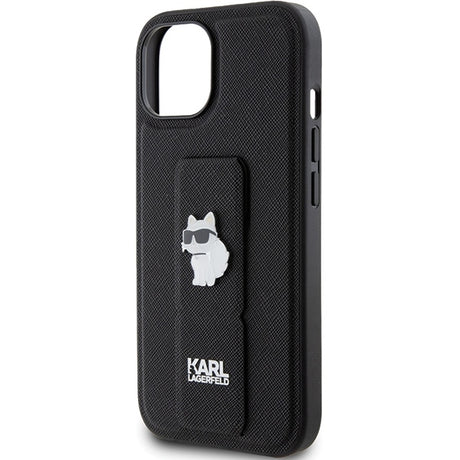 Husa de protectie Karl Lagerfeld Saffiano Gripstand (KLHCP15SGSACHPK) compatibil cu iPhone 15, Choupette