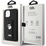 Husa de protectie Karl Lagerfeld Saffiano Gripstand (KLHCP15SGSACHPK) compatibil cu iPhone 15, Choupette