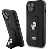 Husa de protectie Karl Lagerfeld Saffiano Gripstand (KLHCP15SGSAKCPK) compatibil cu iPhone 15, Karl&Choupette