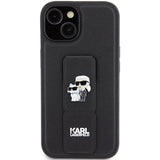 Husa de protectie Karl Lagerfeld Saffiano Gripstand (KLHCP15SGSAKCPK) compatibil cu iPhone 15, Karl&Choupette