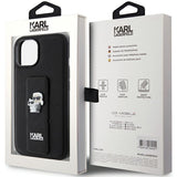 Husa de protectie Karl Lagerfeld Saffiano Gripstand (KLHCP15SGSAKCPK) compatibil cu iPhone 15, Karl&Choupette