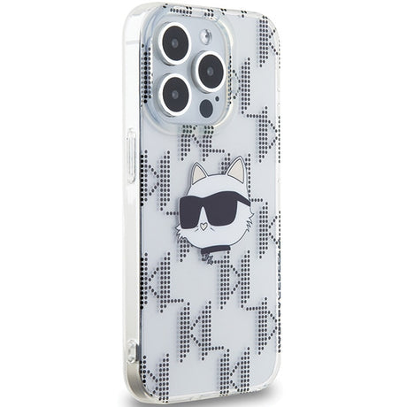 Husa de protectie Karl Lagerfeld IML Luxury (KLHCP15XHKLPCHT) compatibil cu iPhone 15 Pro Max, Transparent Choupette Head&Monogram