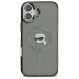 Husa de protectie Karl Lagerfeld IML MagSafe (KLHMP16SHLSKIK) compatibil cu iPhone 16, Metal Karl`s Head