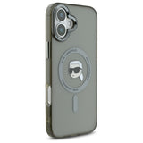 Husa de protectie Karl Lagerfeld IML MagSafe (KLHMP16SHLSKIK) compatibil cu iPhone 16, Metal Karl`s Head