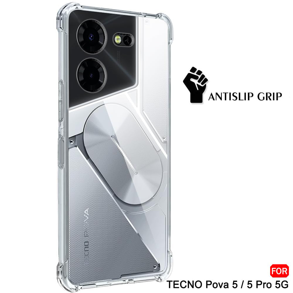 Husa de protectie Techsuit Shockproof Clear Silicone compatibil cu Tecno Pova 5 Pro, Transparent