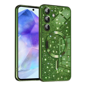 Husa de protectie Techsuit Luxury Glitter MagSafe compatibil cu Samsung Galaxy A55 5G, Deep Green