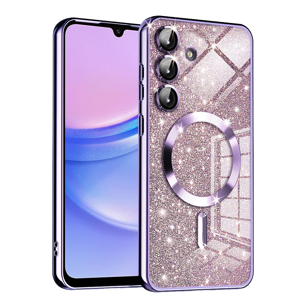 Husa de protectie Techsuit Luxury Glitter MagSafe compatibil cu Samsung Galaxy A15 4G / A15 5G, Mov Deschis