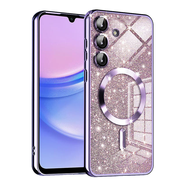 Husa de protectie Techsuit Luxury Glitter MagSafe compatibil cu Samsung Galaxy A15 4G / A15 5G, Mov Deschis