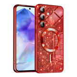 Husa de protectie Techsuit Luxury Glitter MagSafe compatibil cu Samsung Galaxy A55 5G, Rosu