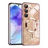 Husa de protectie Techsuit Luxury Glitter MagSafe compatibil cu Samsung Galaxy A55 5G, Roz Auriu