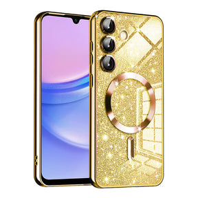 Husa de protectie Techsuit Luxury Glitter MagSafe compatibil cu Samsung Galaxy A15 4G / A15 5G, Auriu
