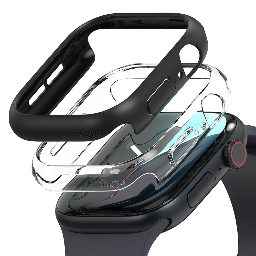 Accesoriu smartwatch Ringke Slim (set de 2) compatibil cu Apple Watch 10 42mm / Watch 11 42mm, Transparent / Matte Black