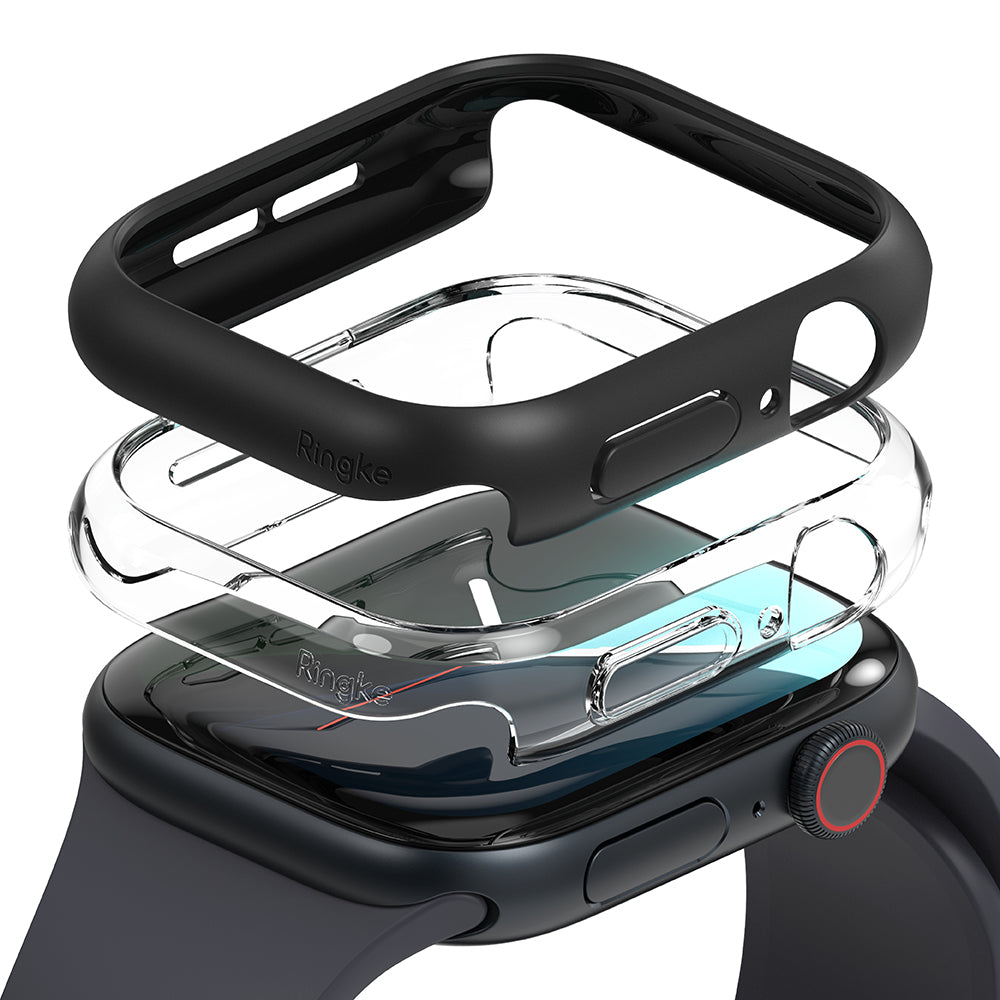 Accesoriu smartwatch Ringke Slim (set de 2) compatibil cu Apple Watch 10 42mm / Watch 11 42mm, Transparent / Matte Black
