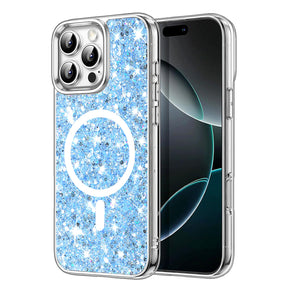 Husa de protectie Techsuit Sparkly Glitter MagSafe compatibil cu iPhone 16 Pro, Albastru