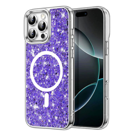 Husa de protectie Techsuit Sparkly Glitter MagSafe compatibil cu iPhone 16 Pro, Mov