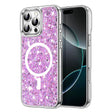 Husa de protectie Techsuit Sparkly Glitter MagSafe compatibil cu iPhone 16 Pro, Magenta