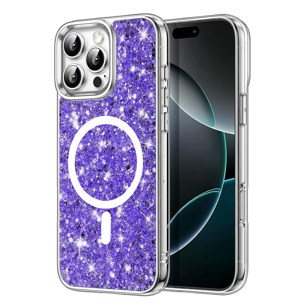 Husa de protectie Techsuit Sparkly Glitter MagSafe compatibil cu iPhone 16 Pro Max, Mov