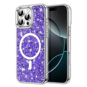 Husa de protectie Techsuit Sparkly Glitter MagSafe compatibil cu iPhone 16 Pro Max, Mov