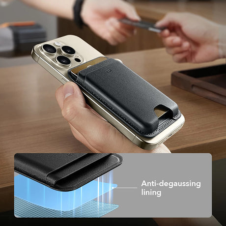 Suport ESR Premium Wallet Boost MagSafe (2K63802), Smart 4 Cards Storage, Made from Artificial Leather, Caramel Brown