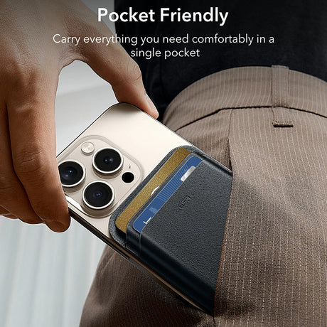 Suport ESR Premium Wallet Boost MagSafe (2K63802), Smart 4 Cards Storage, Made from Artificial Leather, Caramel Brown