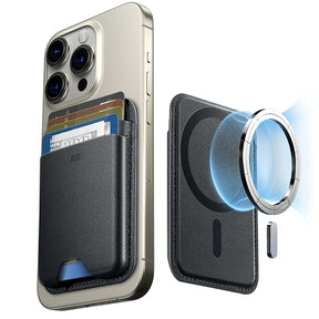 Suport ESR Premium Wallet Boost MagSafe (2K63801), Smart 4 Cards Storage, Made from Artificial Leather, Negru Profund
