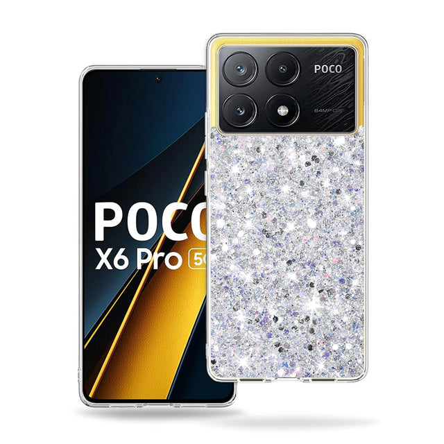 Husa de protectie Techsuit Sparkly Glitter compatibil cu Xiaomi Poco X6 Pro, Alb