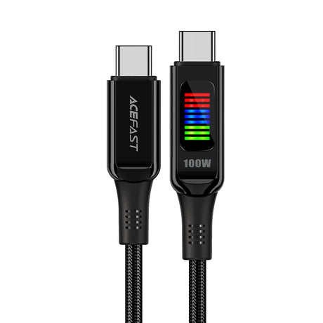 Cablu Acefast (C7-03), Type-C to Type-C, 100W Fast Charging, 5A, LED Display, 1.2m, Negru