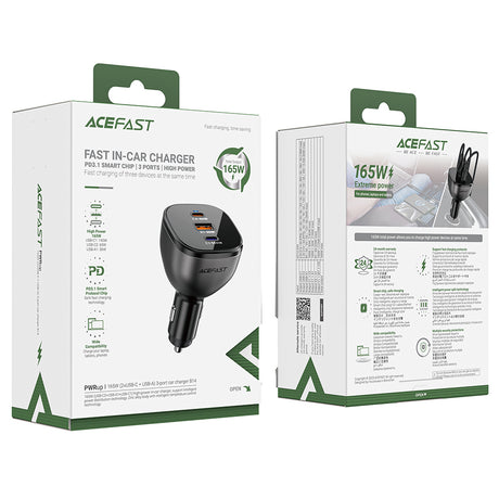 Incarcator Acefast Car (B14), 2x USB-C, USB, 165W, Fast Charging, Intelligent Temperature Control, Negru