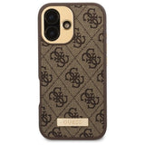 Husa de protectie Guess Hardcase 4G Logo Plate MagSafe (GUHMP16SU4GPRW) compatibil cu iPhone 16, Maro