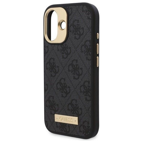 Husa de protectie Guess Hardcase 4G Logo Plate MagSafe (GUHMP16SU4GPRK) compatibil cu iPhone 16, Negru
