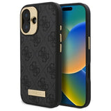 Husa de protectie Guess Hardcase 4G Logo Plate MagSafe (GUHMP16SU4GPRK) compatibil cu iPhone 16, Negru