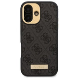 Husa de protectie Guess Hardcase 4G Logo Plate MagSafe (GUHMP16SU4GPRK) compatibil cu iPhone 16, Negru