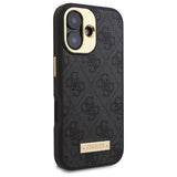 Husa de protectie Guess Hardcase 4G Logo Plate MagSafe (GUHMP16SU4GPRK) compatibil cu iPhone 16, Negru