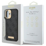Husa de protectie Guess Hardcase 4G Logo Plate MagSafe (GUHMP16SU4GPRK) compatibil cu iPhone 16, Negru