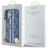 Husa de protectie Guess Hardcase 4G Printed Stripes MagSafe (GUHMP16SP4RPSB) compatibil cu iPhone 16, Albastru