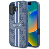 Husa de protectie Guess Hardcase 4G Printed Stripes MagSafe (GUHMP16SP4RPSB) compatibil cu iPhone 16, Albastru