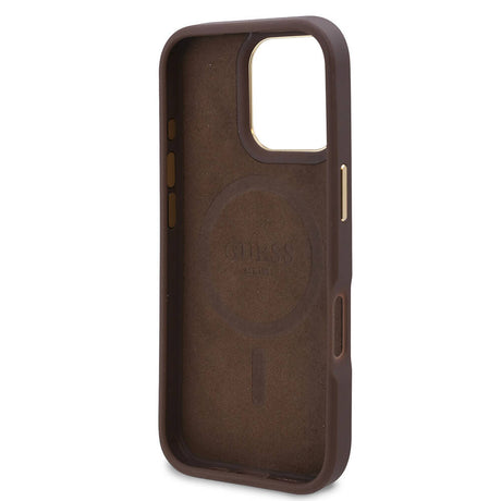 Husa de protectie Guess Hardcase 4G Logo Plate MagSafe (GUHMP16LU4GPRB) compatibil cu iPhone 16 Pro, Albastru