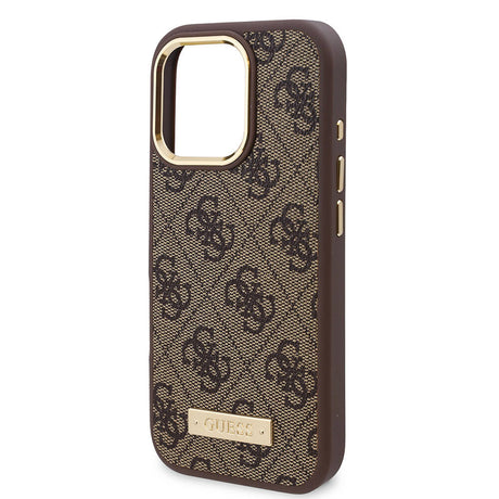 Husa de protectie Guess Hardcase 4G Logo Plate MagSafe (GUHMP16LU4GPRB) compatibil cu iPhone 16 Pro, Albastru