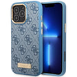 Husa de protectie Guess Hardcase 4G Logo Plate MagSafe (GUHMP16LU4GPRB) compatibil cu iPhone 16 Pro, Albastru