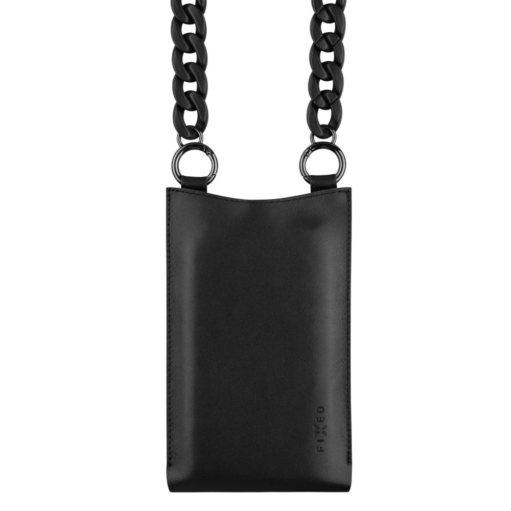 Husa de protectie Fixed Universal Shoulder Bag Venezia Leather (FIXVEN-BK) compatibil cu for Mobile Phones 7", Negru