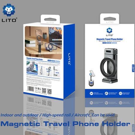 Suport Lito Travel Phone (LH01), Foldable, 360° rotation, One-Hand Operation Design, Gri